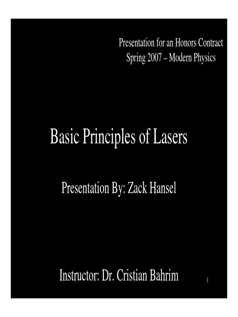 Basic Principles of Lasers PDF