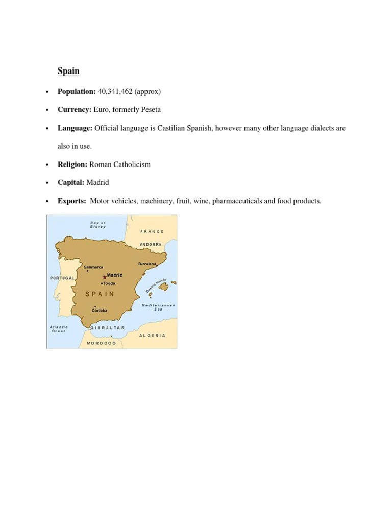 Spain: Key Facts and Exports | PDF