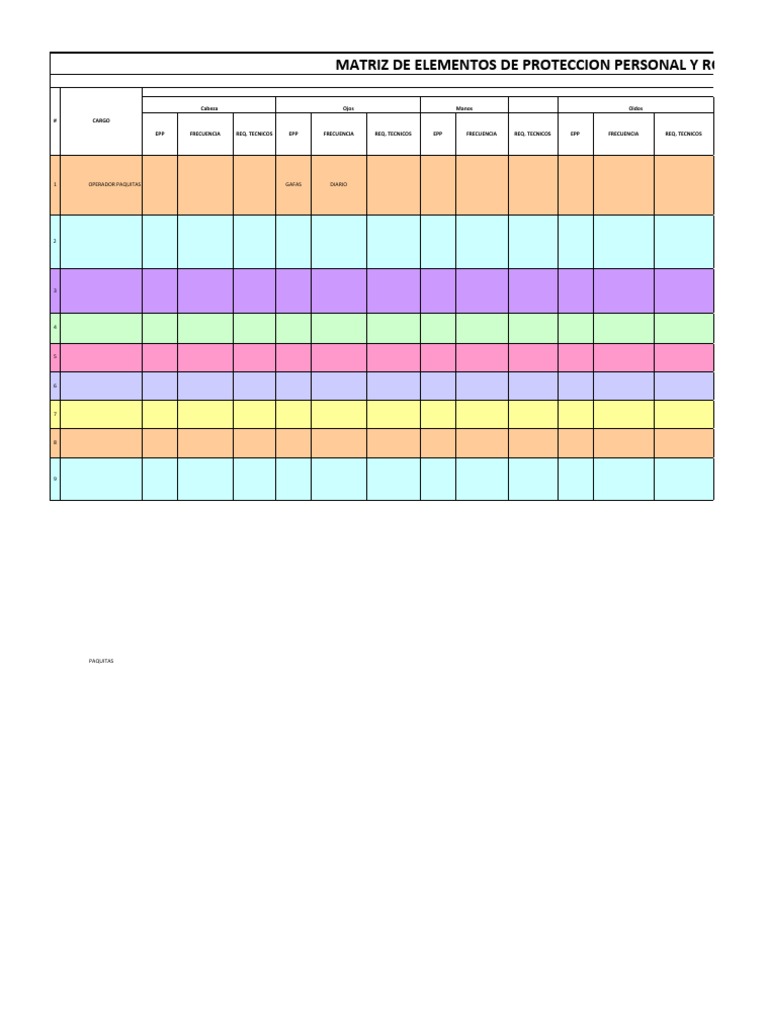 Matriz de EPP por Cargo y Frecuencia | PDF
