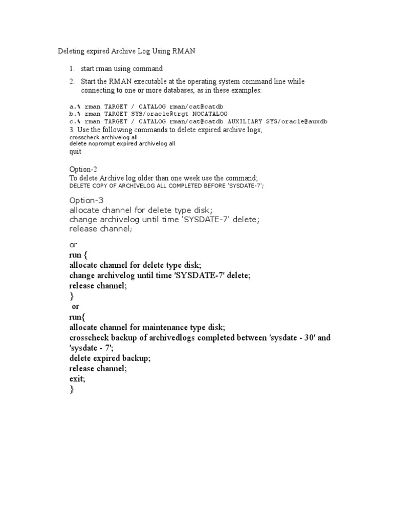 Deleting Expired Archive Log Using RMAN PDF