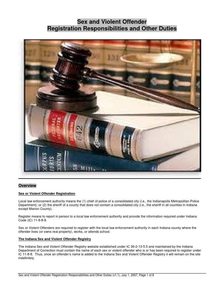Indiana Sex Offender Registration Guide | PDF | Sex Offender | Juvenile ...