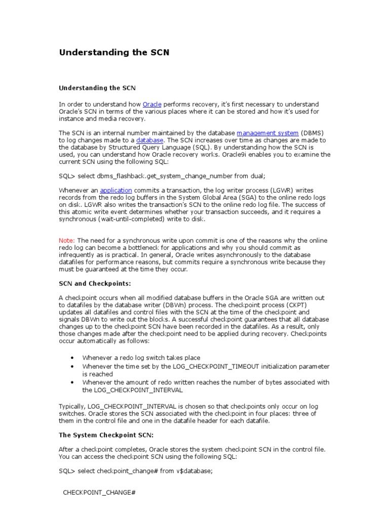Understanding The SCN PDF Oracle Database Database Transaction