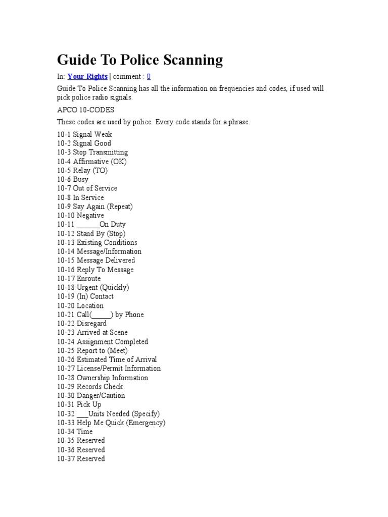 Guide To Police Scanning Code | PDF | Police | Criminal Justice