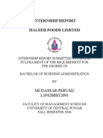 Haleeb Internship Report