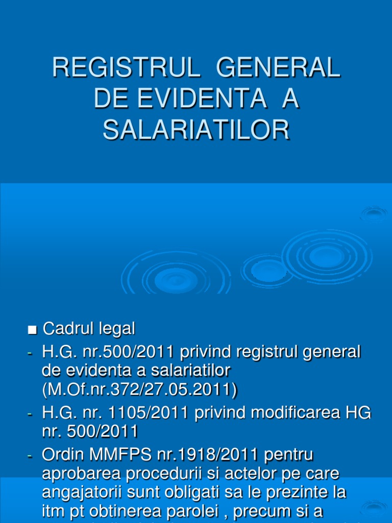 Registrul General De Evidenta A Salariatilor