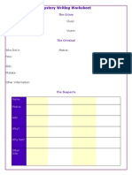 Mystery Writing Worksheet