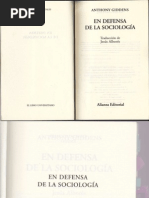 Anthony Giddens En Defensa de la Sociología