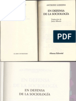 Anthony Giddens en Defensa de La Sociología