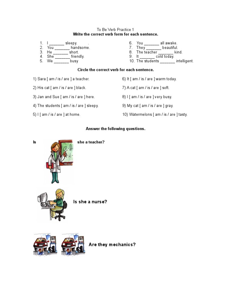 Verb homework picture