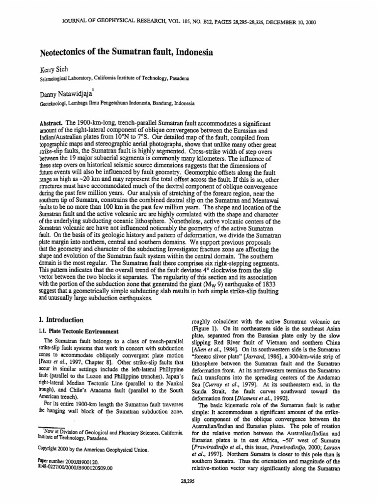 Neotectonics of The Sumatran Fault - Indonesia | PDF | Fault (Geology ...