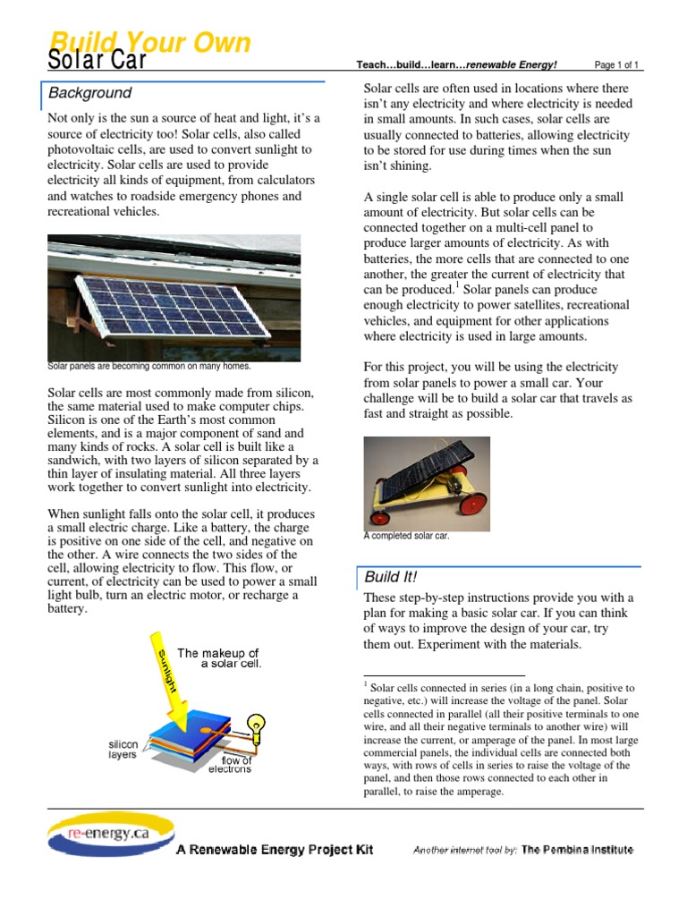 DIY Solar Car Project Guide | PDF | Solar Cell | Electricity