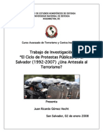 El Ciclo de Protestas Públicas en El Salvador (1992-2007) ¿Una Antesala Al Terrorismo