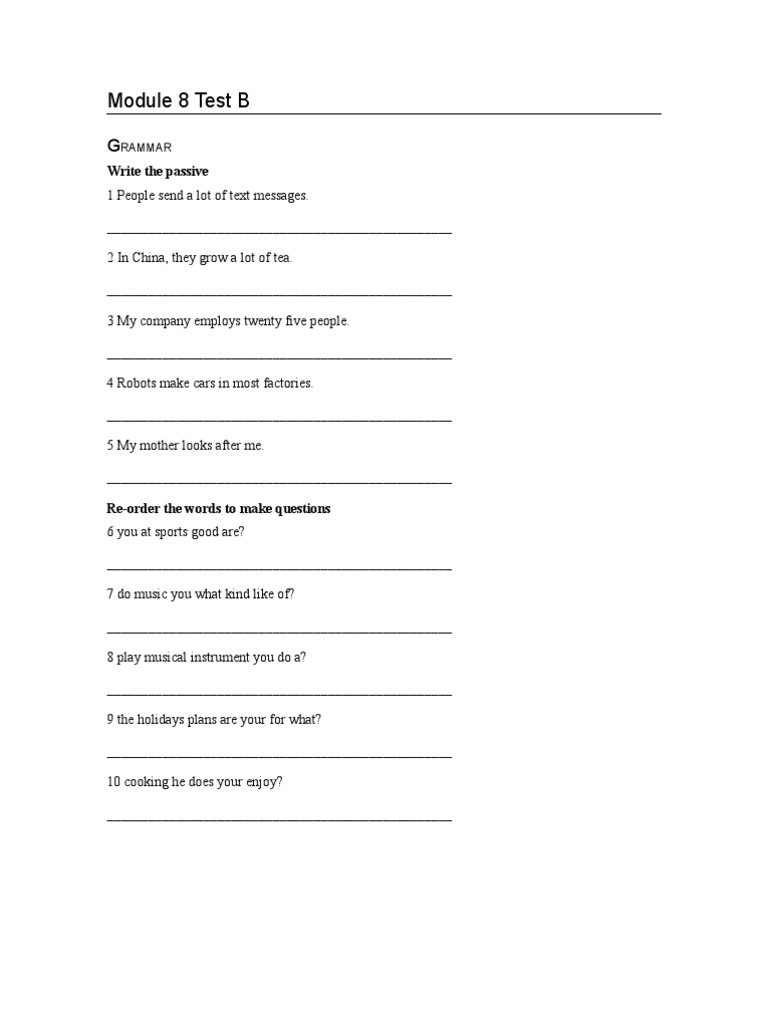 Module 8 Test B Overview | PDF | Phrase | Linguistics