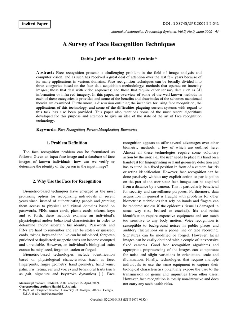 Face Recognition Survey PDF Principal Component Analysis Applied