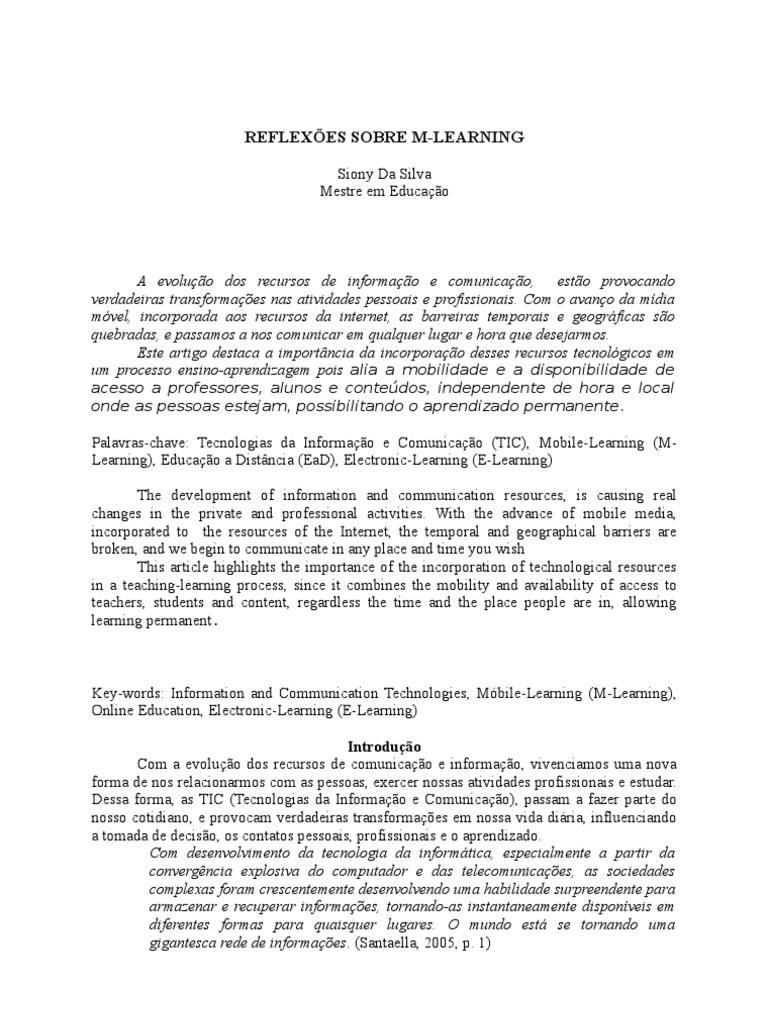 M Learning2 | PDF | Internet | Aprendizado