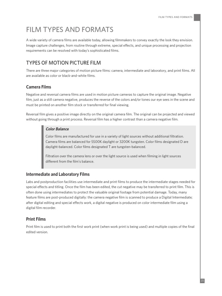 Film Types and Formats Explained | PDF