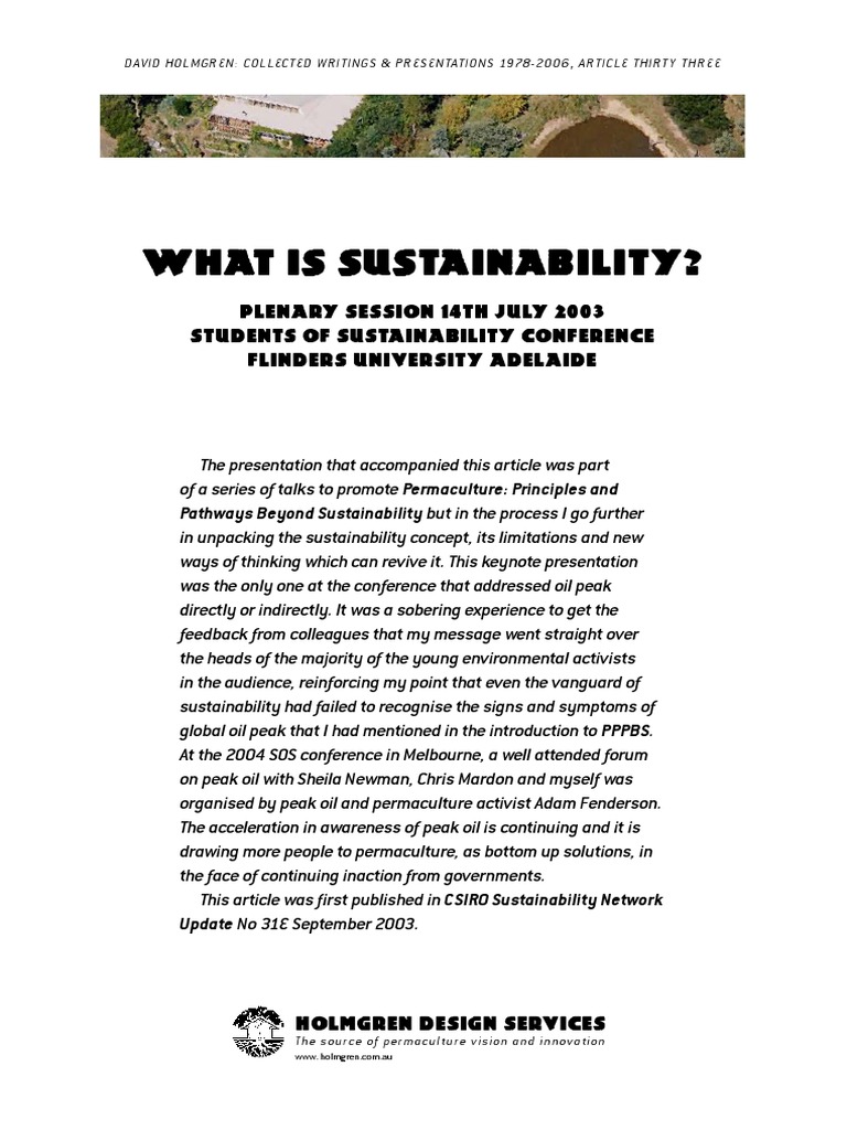 33 What Is Sustainability PDF Permaculture Sustainability