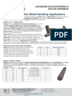 Non-Ferrous Molten Metal Handling Applications: Advanced Silicon Nitride & Sialon Ceramics