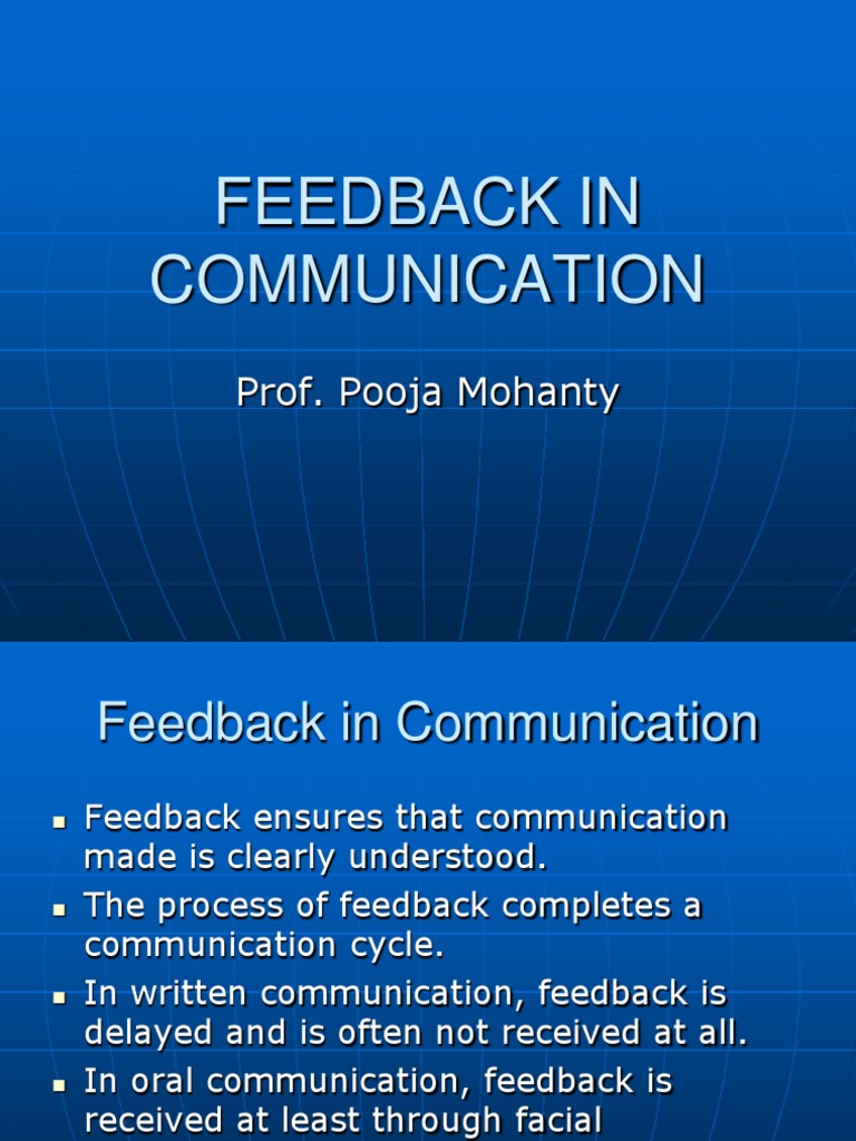 Feedback in Communication: Prof. Pooja Mohanty | PDF | Motivation ...