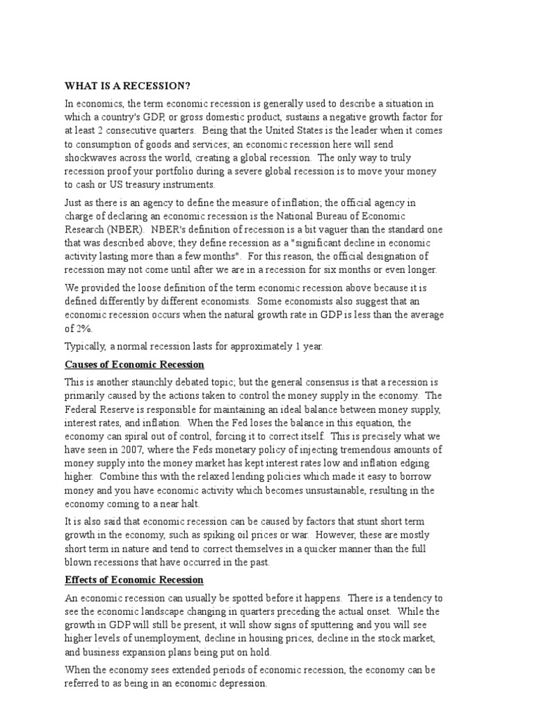 Understanding Economic Recession Causes | PDF | Recession | Money Supply