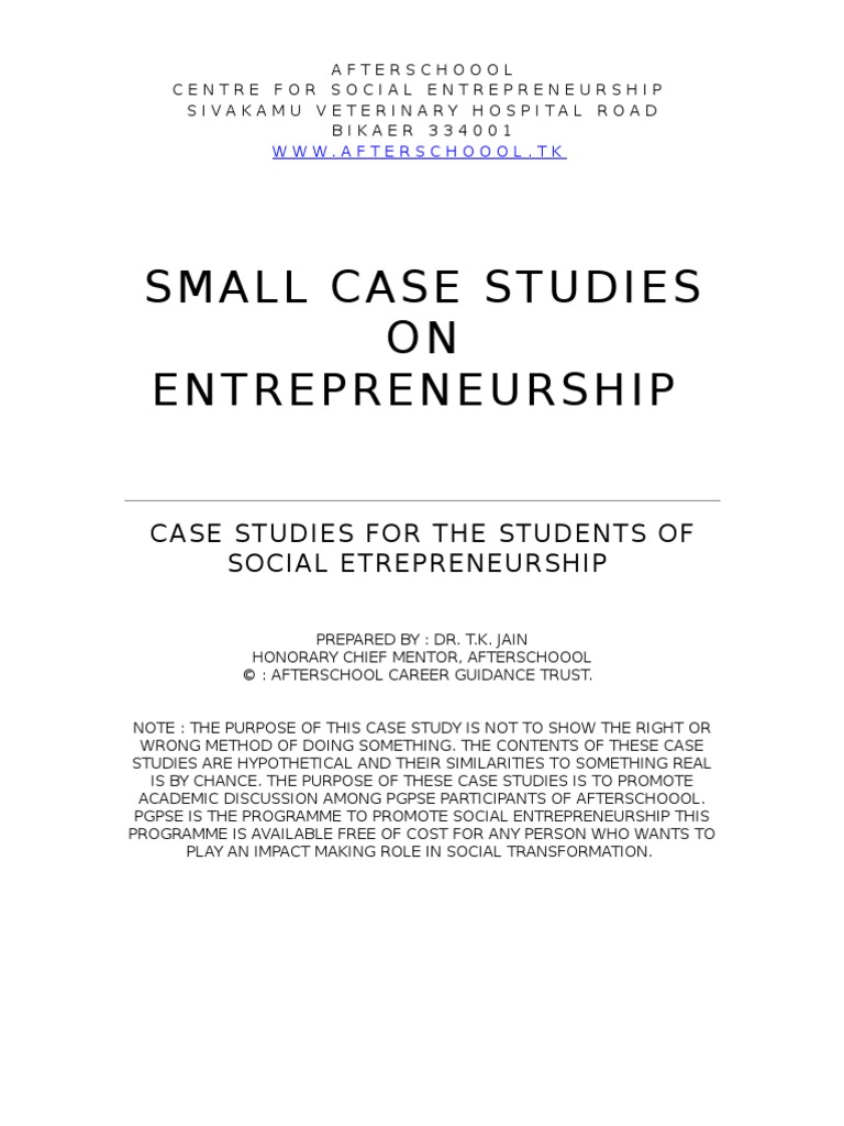 individual entrepreneurs case study