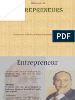 Entrepreneurs: Department of Master of Business Management (MBA)