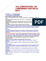 Original U.S.A. Constitution - The Missing 13th AMENDMENT WRITTEN by Judge Dale, Ret'd