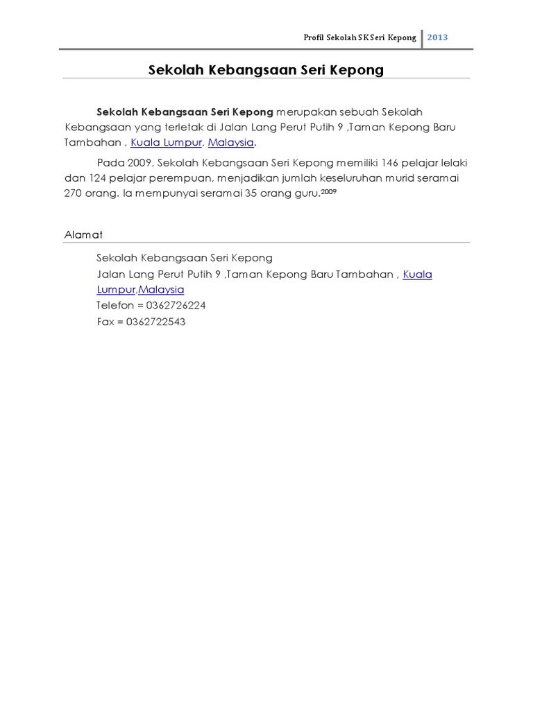 Profil Sekolah SK Seri Kepong  PDF