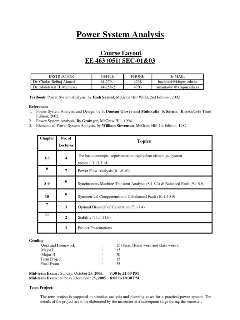 Power System Analysis Course | PDF