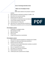 Master List of Investigatory Projects