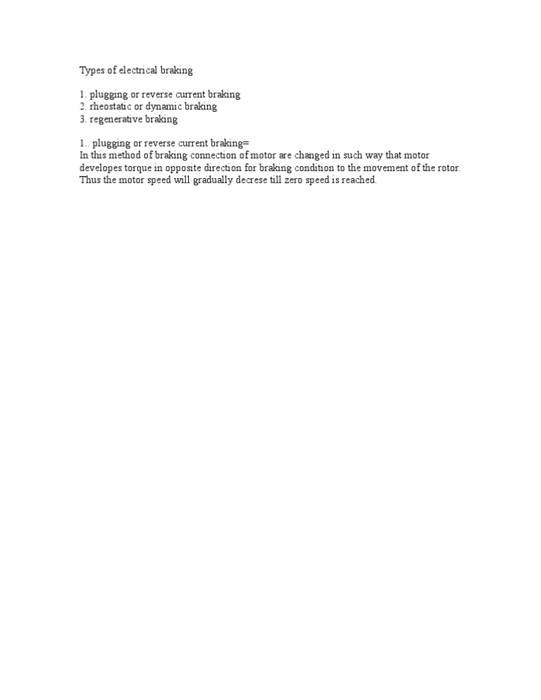 Types of Electrical Braking PDF