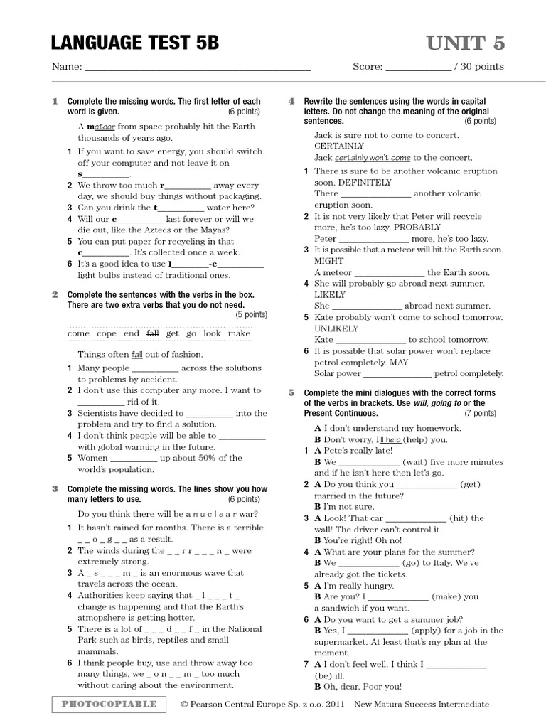 Matura Revision 1 My Matura Success