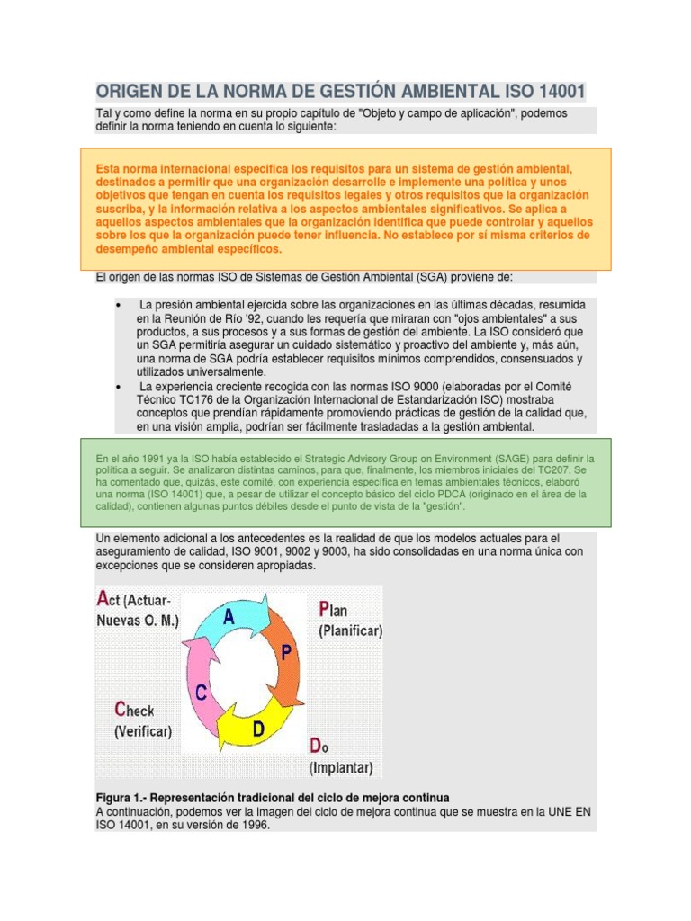 Origen de la norma ISO 14001 | PDF | Organización internacional para la ...