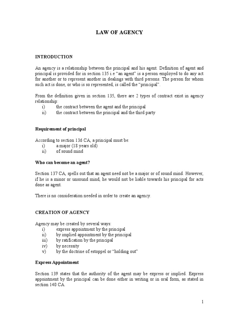 Law of Agency PDF