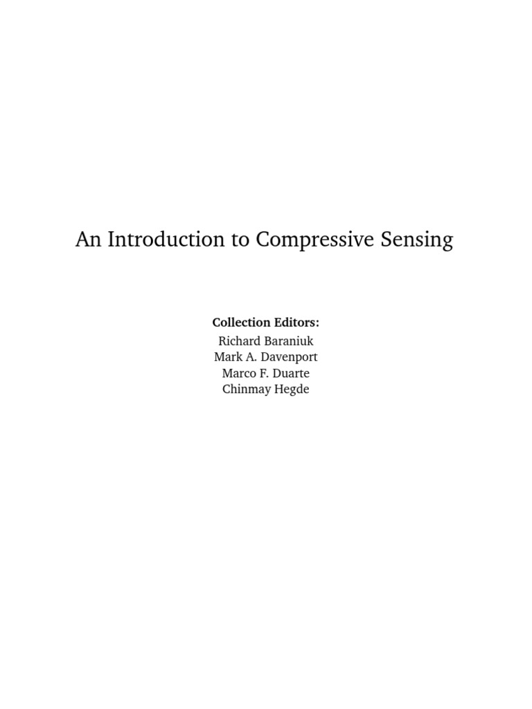 An Introduction To Compressive Sensing | PDF | Wavelet | Basis (Linear ...