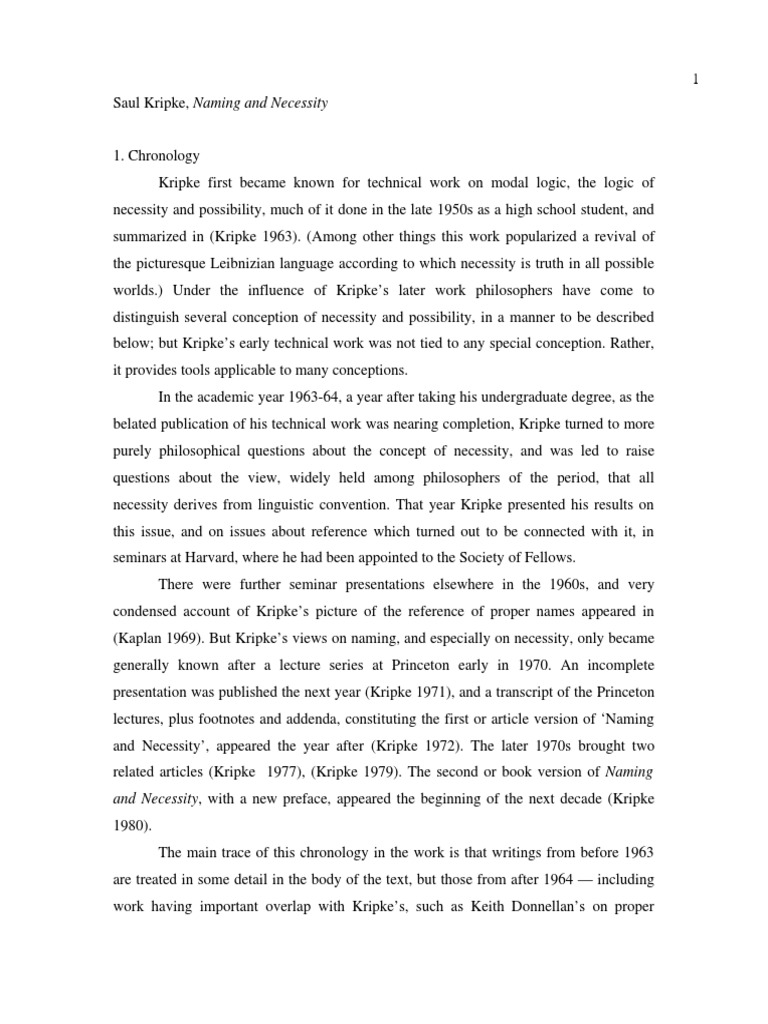 Saul Kripke Naming And Necessity