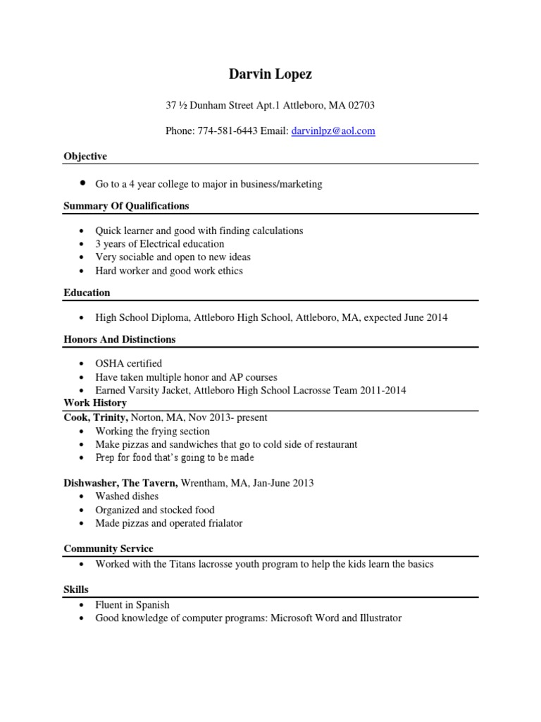 Darvin Lopez: Business Major Resume | PDF
