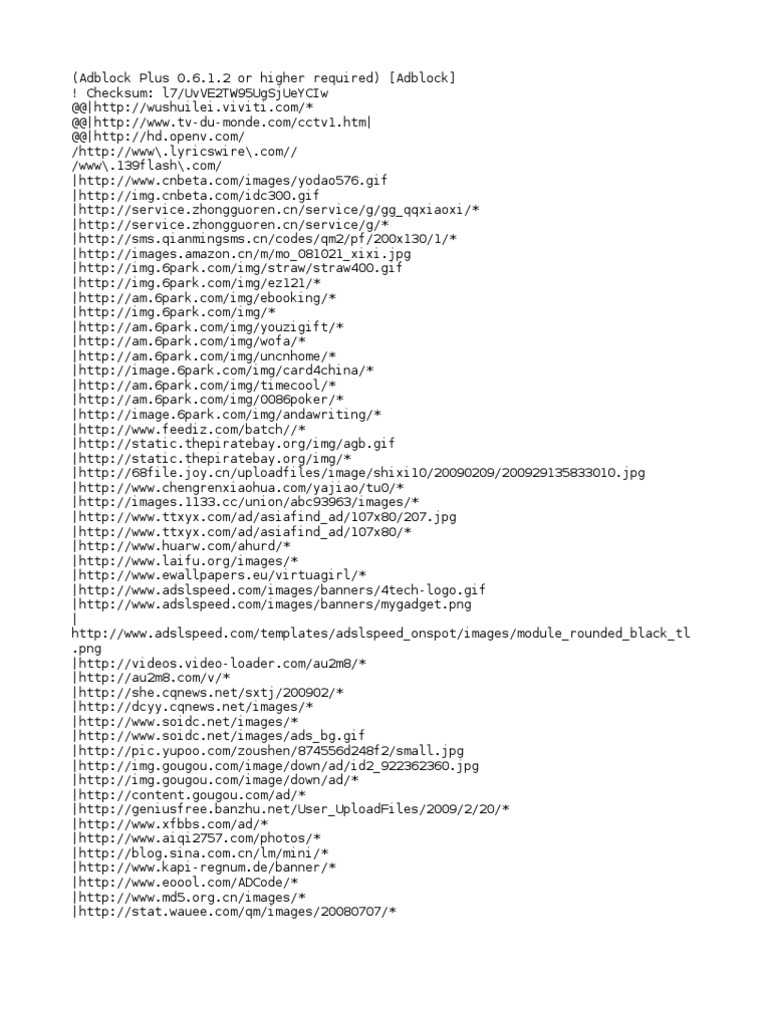 Adblock Plus Filter List Update | PDF | Internet