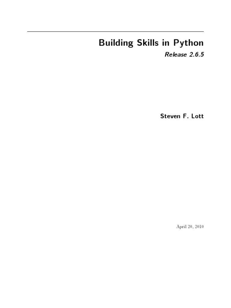 Building Skills in Python | PDF | Python (Programming Language ...