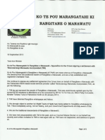 Rangitāne o Manawatū Letter To Minister Finlayson