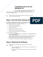 Solution For Installation Error For HP Devices - Windows XP