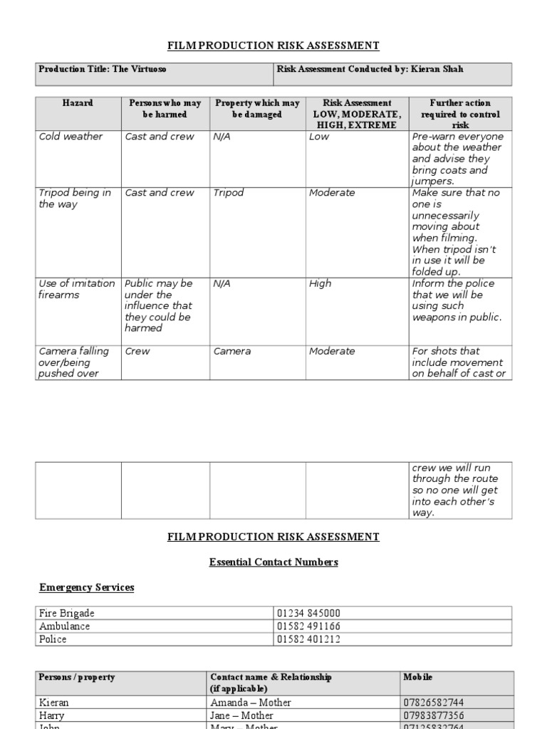 Risk Assessment Form | PDF