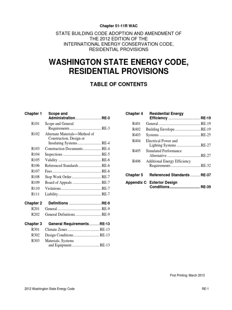 Washington State 2012 Residential Energy Code Window Building