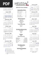 Melissa ISD School Calendar 2009-2010