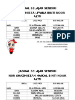 Jadual Belajar Sendiri Anak2