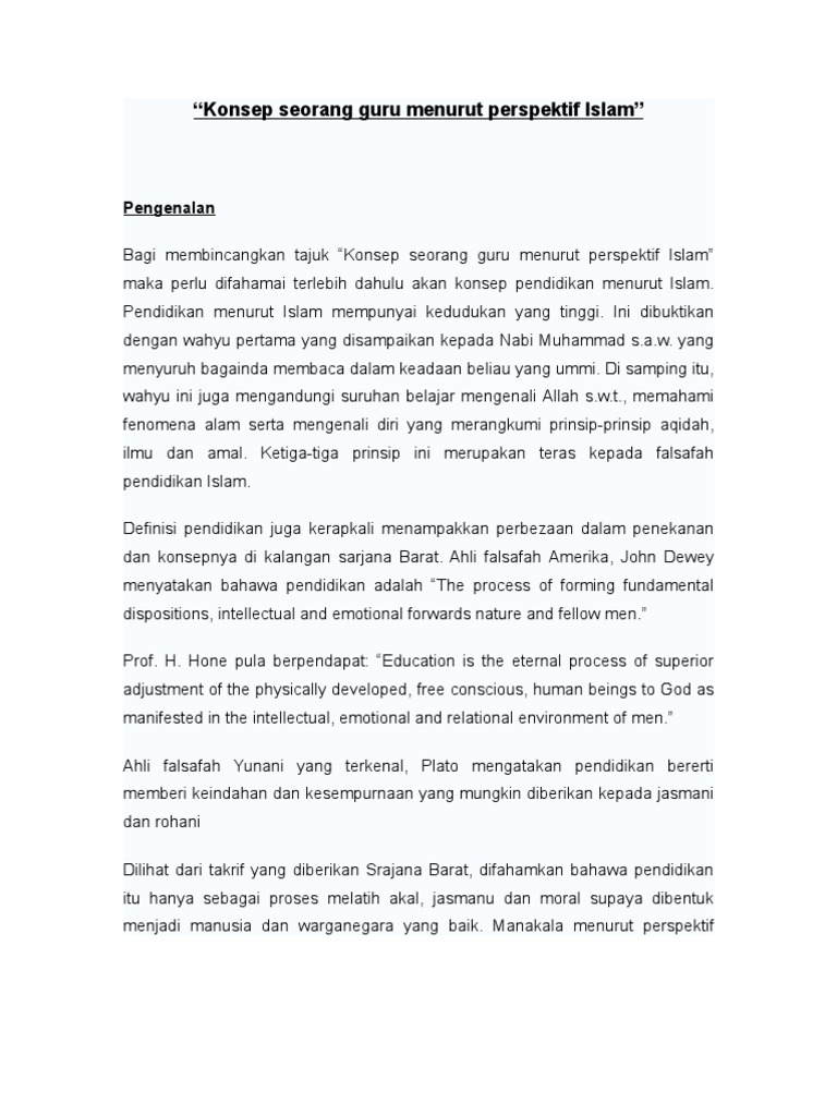 Konsep Seorang Guru Menurut Perspektif Islam Pdf