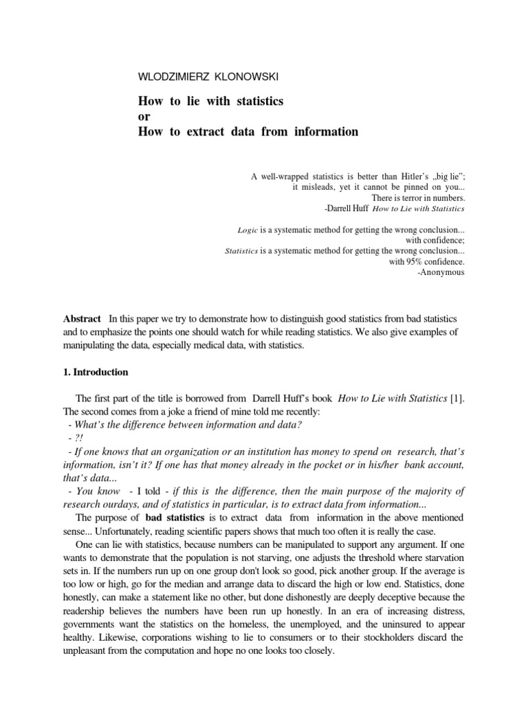 How To Lie With Statistics | PDF