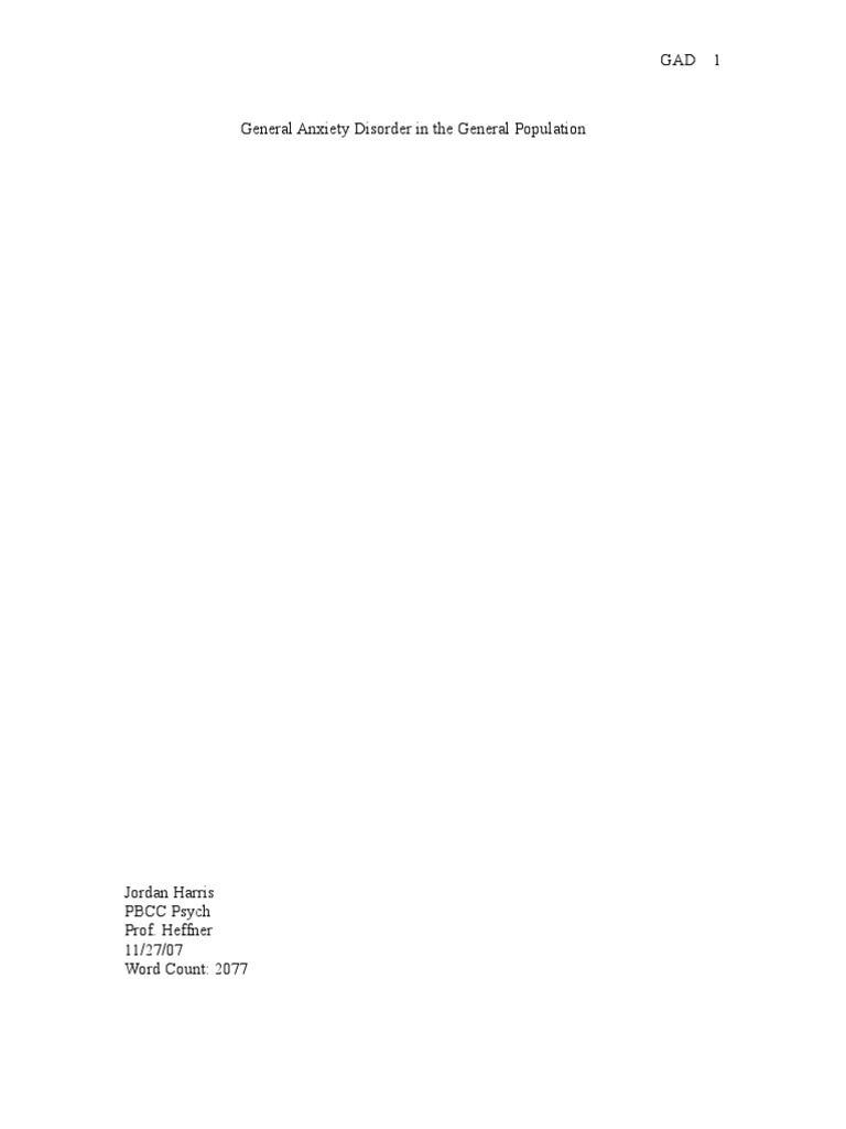 Generalized Anxiety Disorder - Psych | PDF | Generalized Anxiety ...
