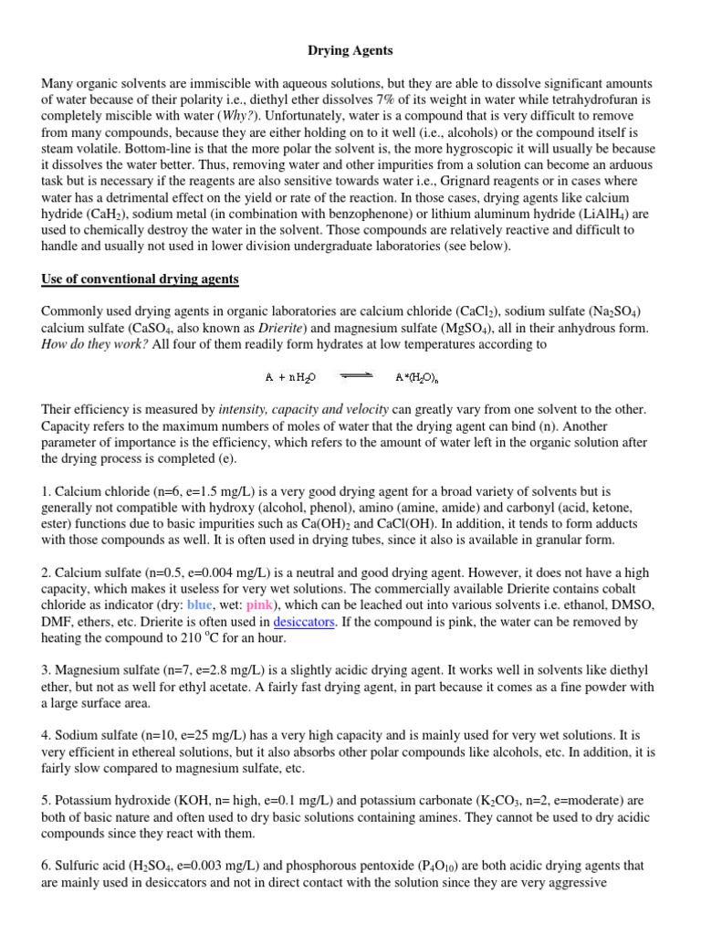 Drying Agents PDF Solvent Alcohol