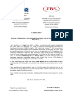 Granting of Registration of The Voluntary Public Tender Offer of Shares Issued by Vigor Alimentos S.A.